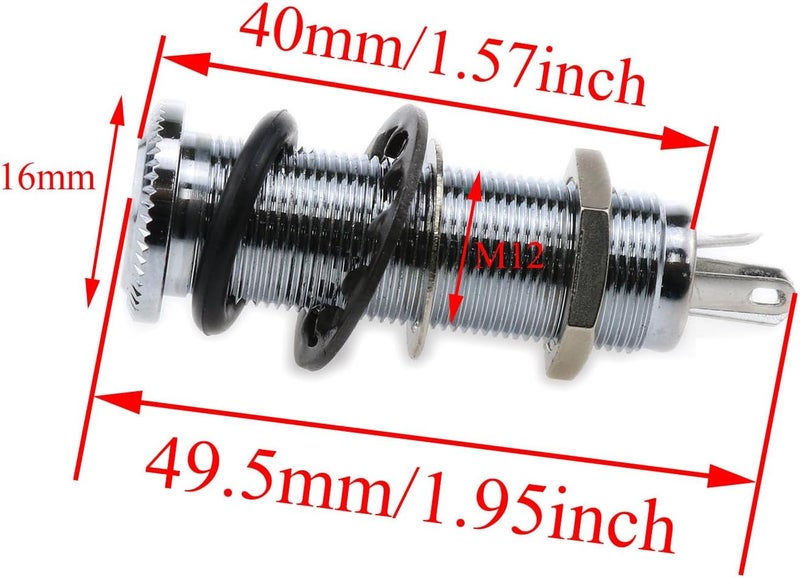 Dookoe جيتار كهربائي بقاعدة نحاسية بمقبس أسطواني 1/4 بوصة 44.5x16 سم (فضي) - 1 قطعة - Image 2
